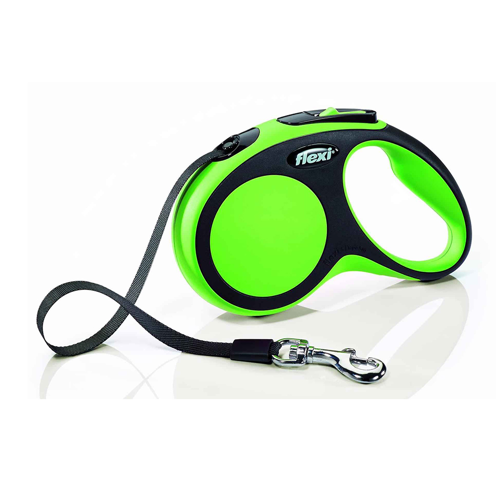 Flexi New Comfort S Tape 5м до 15кг поводок-рулетка РЕМЕНЬ, ЗЕЛЁНЫЙ